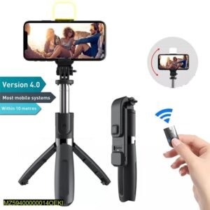 Selfie Stick With Led Light Wireless Bluetooth Foldable Mini Tripod Stand